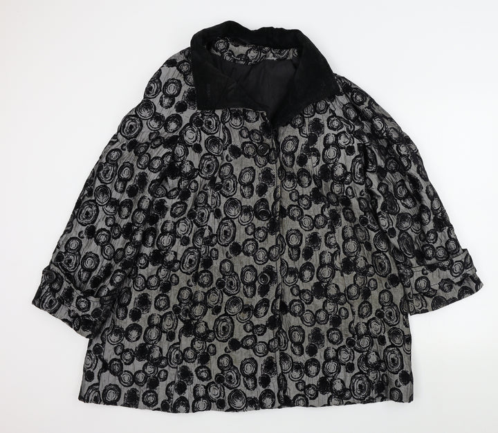 Roman Womens Black Floral  Jacket  Size M