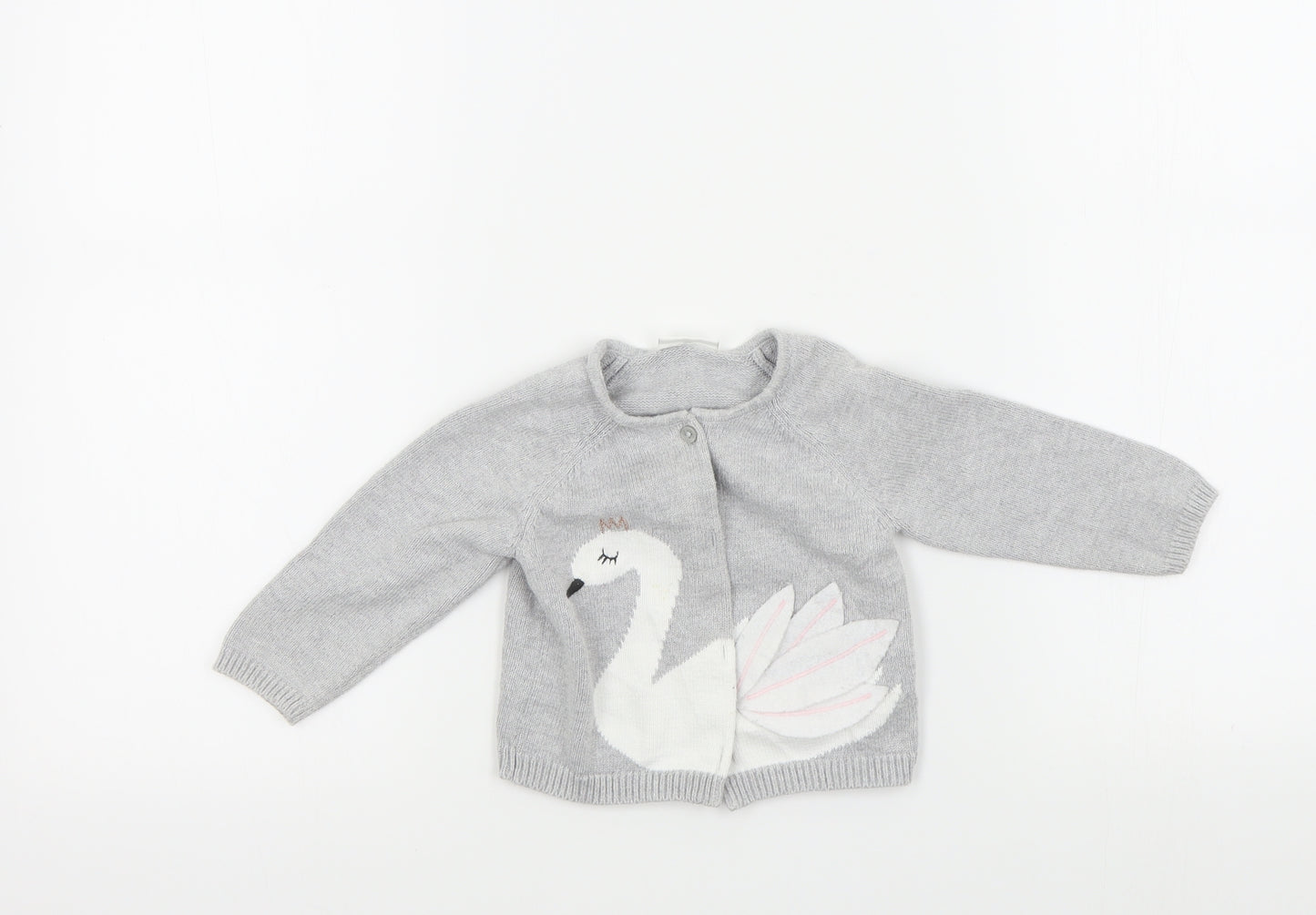 NEXT Girls Grey Colourblock  Cardigan Jumper Size 6-9 Months