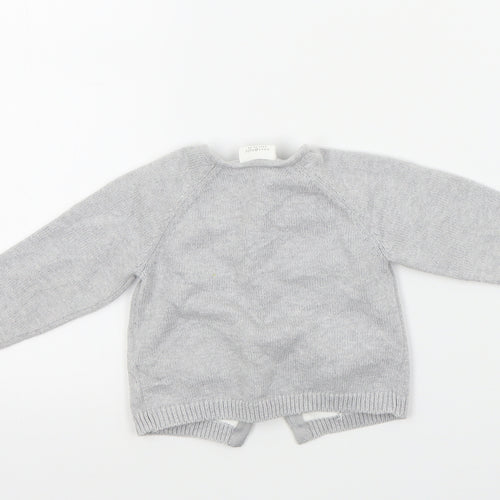 NEXT Girls Grey Colourblock  Cardigan Jumper Size 6-9 Months