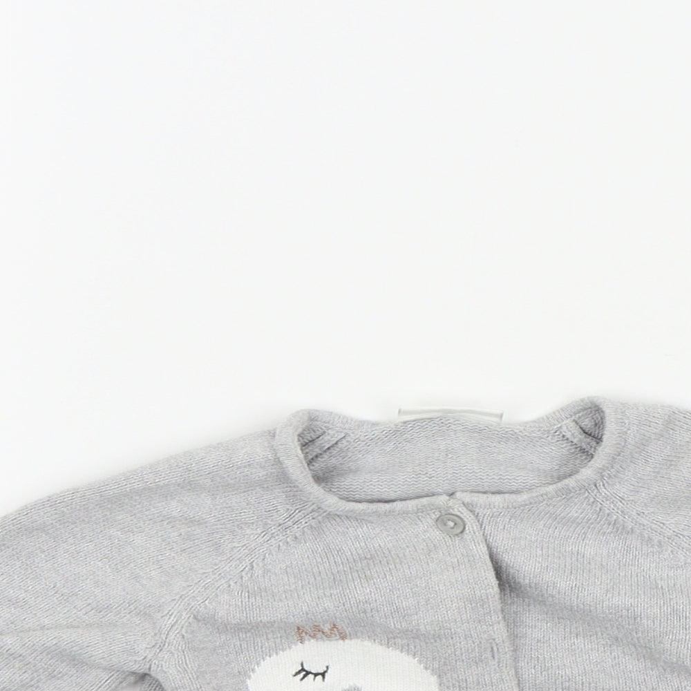 NEXT Girls Grey Colourblock  Cardigan Jumper Size 6-9 Months