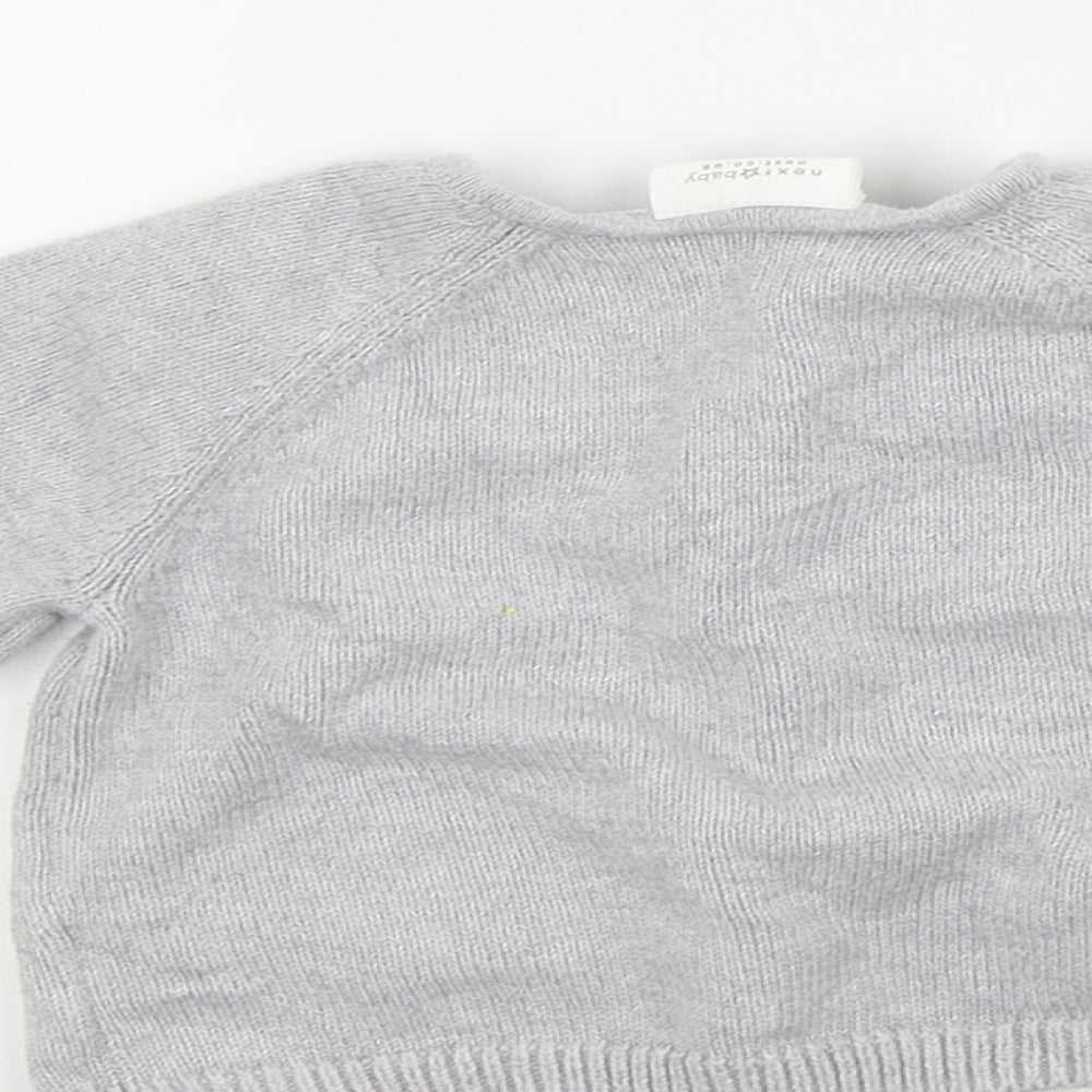 NEXT Girls Grey Colourblock  Cardigan Jumper Size 6-9 Months