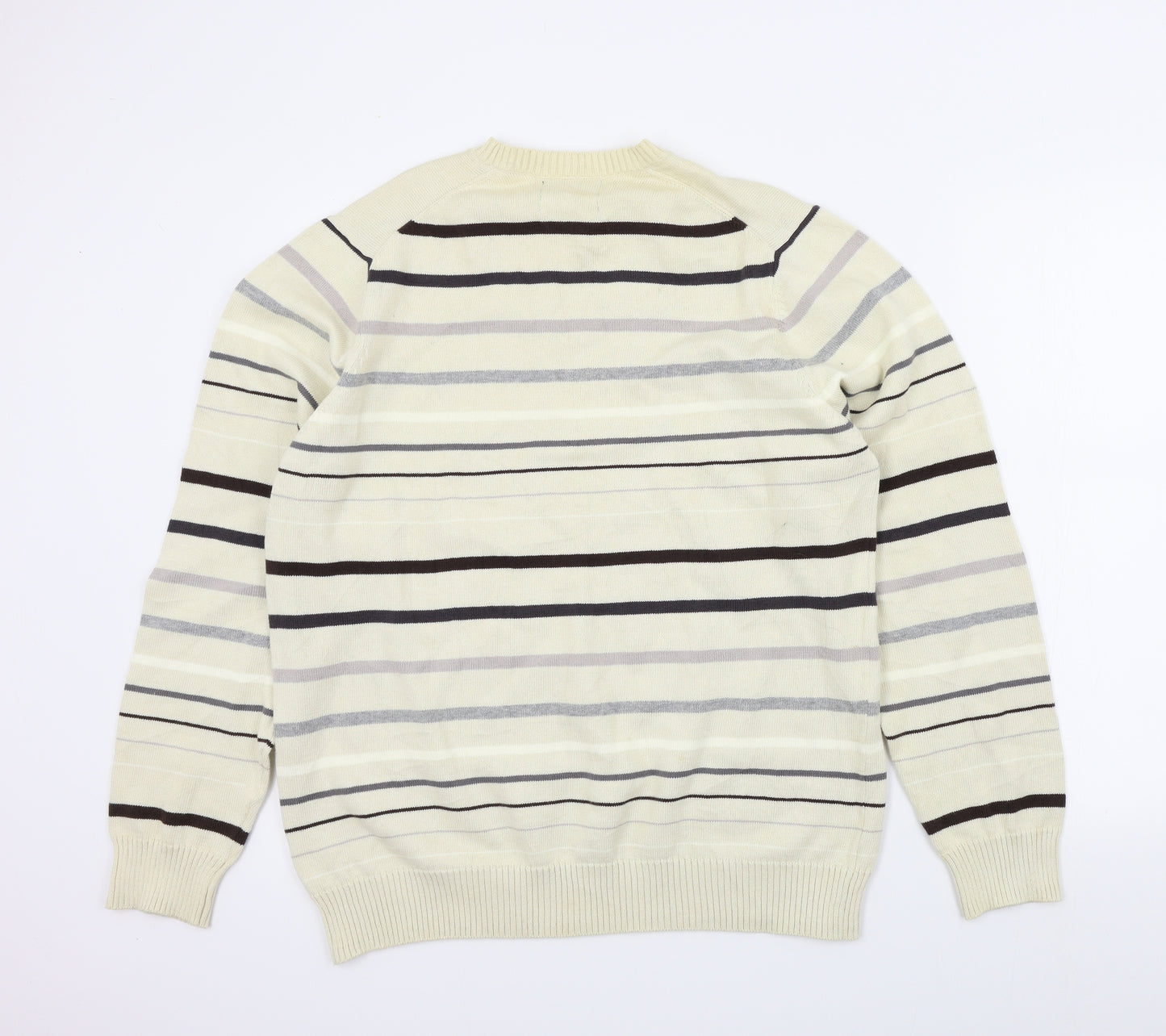 M&S Mens Beige Striped  Pullover Jumper Size L