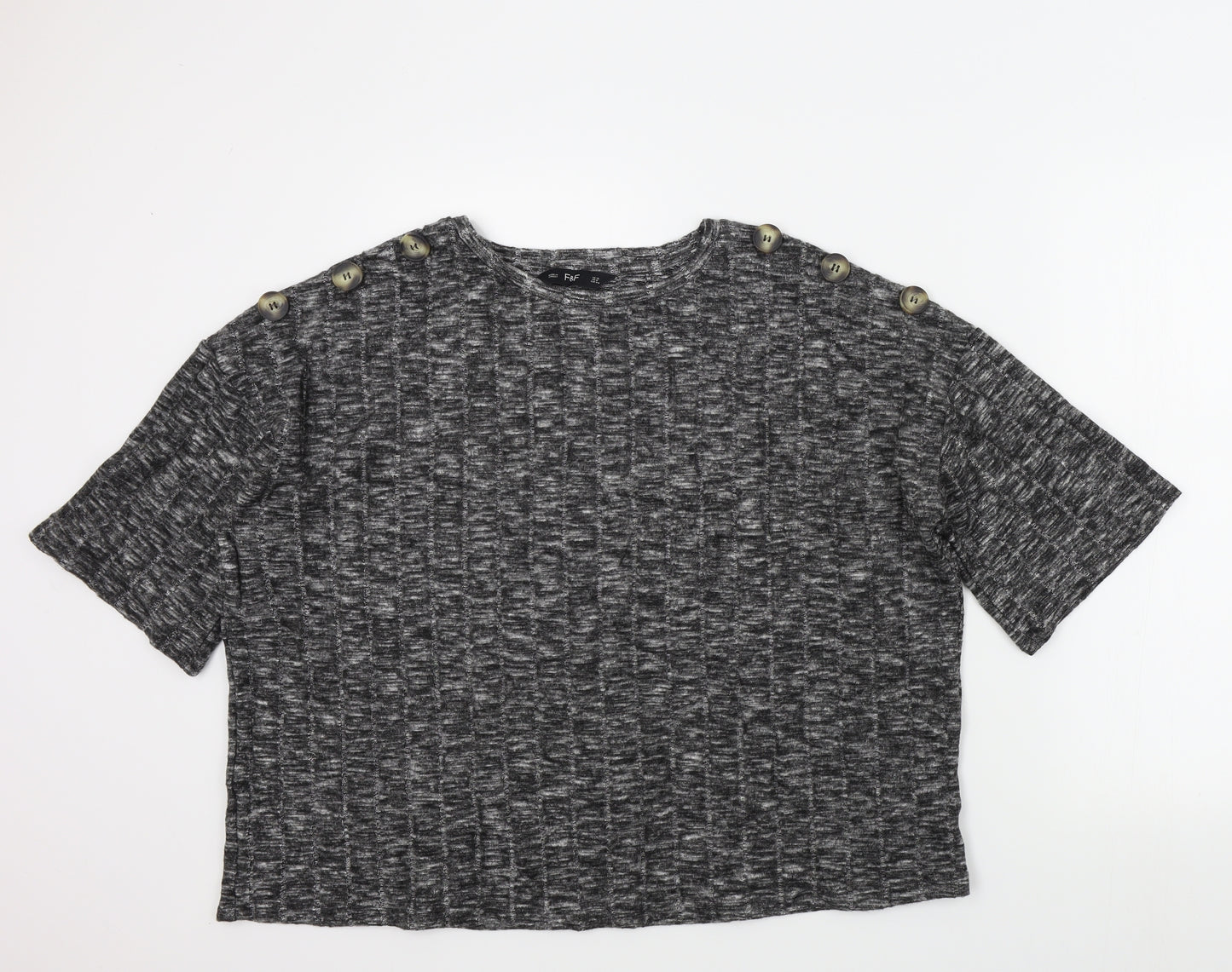 F&F Womens Grey Colourblock  Basic T-Shirt Size 12