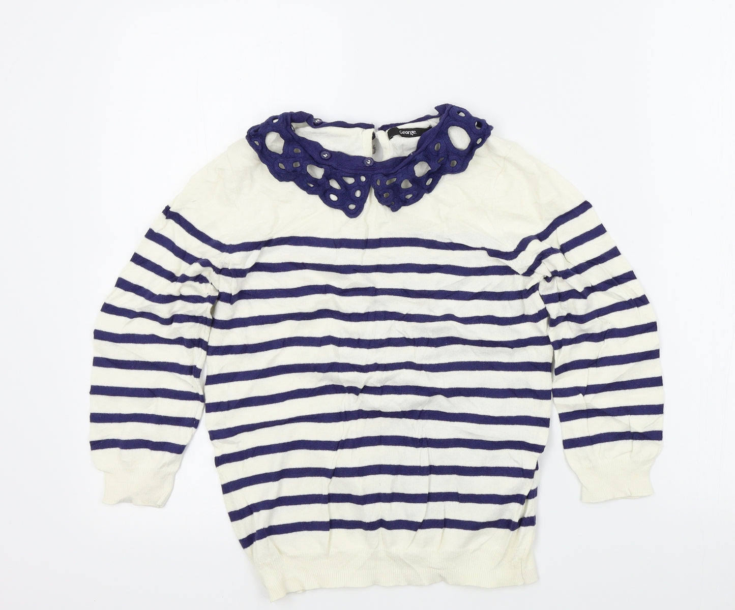 George Womens Beige Striped  Pullover Jumper Size 10