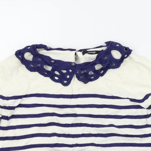 George Womens Beige Striped  Pullover Jumper Size 10