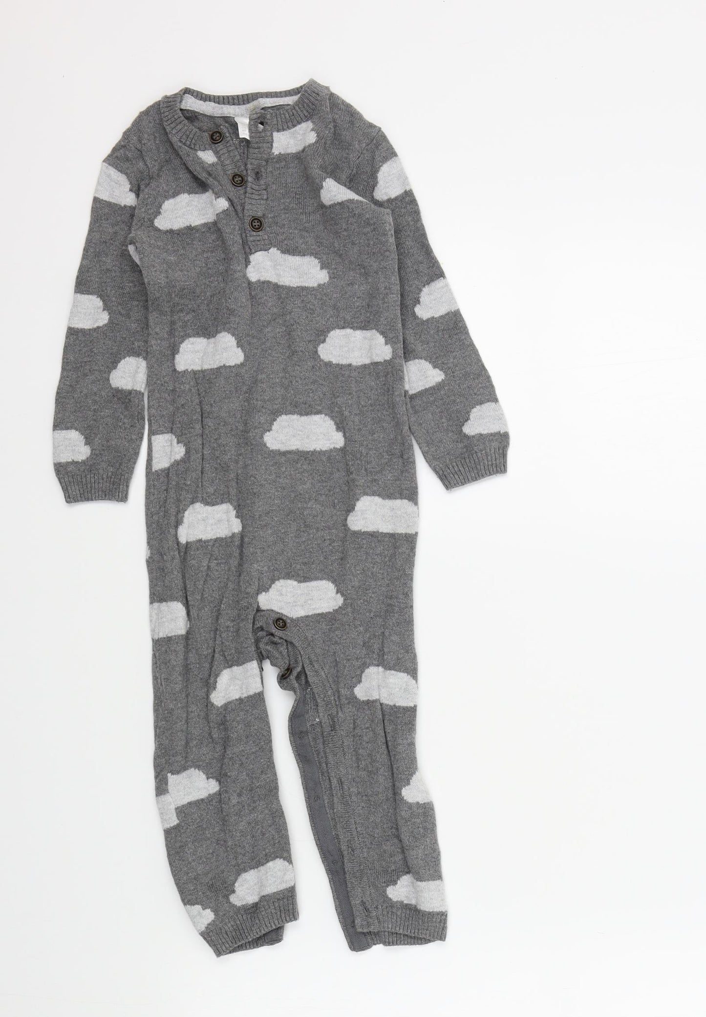 H&M Boys Grey   Babygrow One-Piece Size 12-18 Months