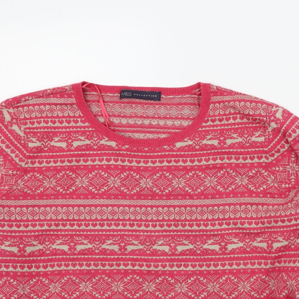 M&S Womens Pink Geometric  Pullover Jumper Size 18