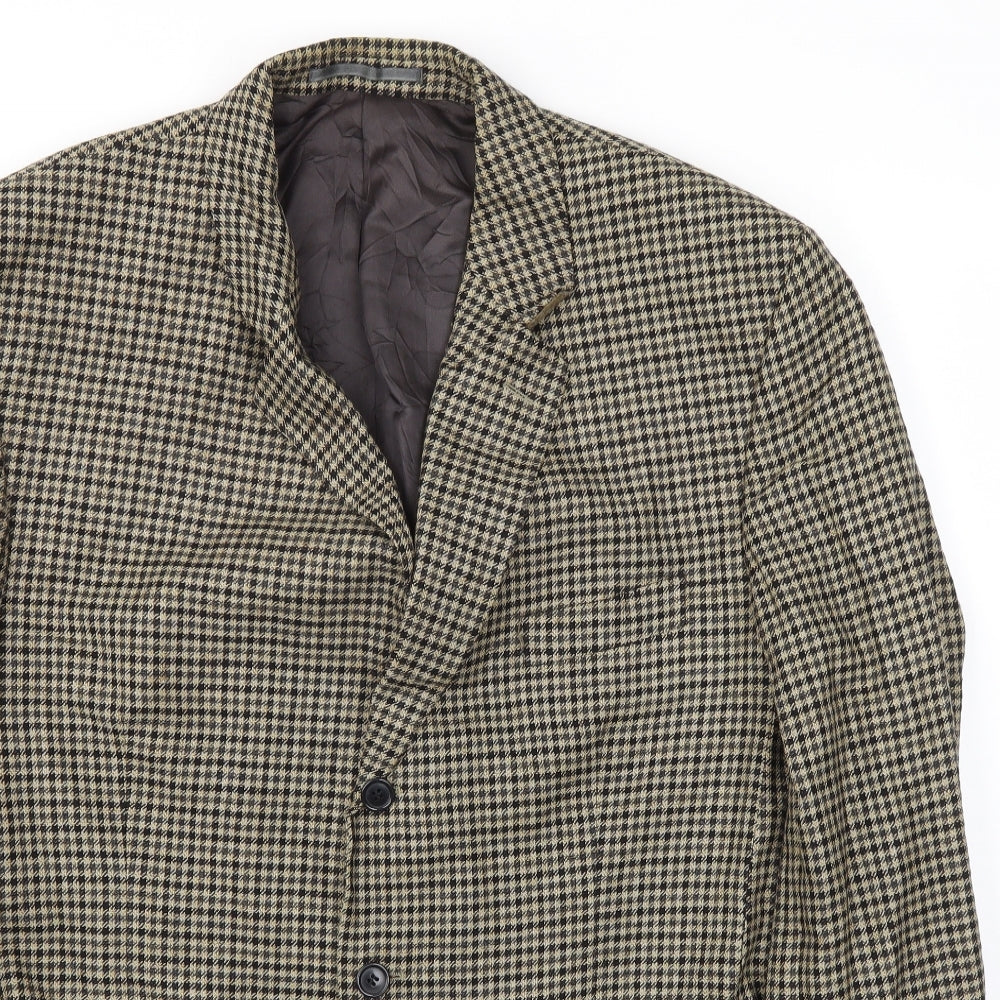 Savoy Taylors Guild Mens Brown Check  3 Piece Blazer Size 44