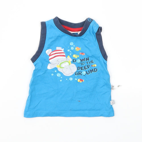 Liegelind Boys Blue Animal Print  Basic T-Shirt Size 3-6 Months