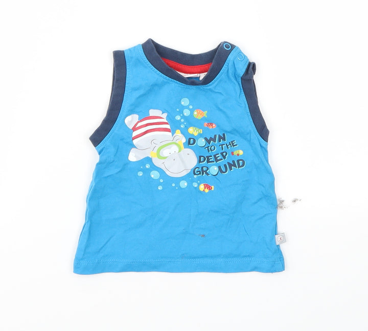 Liegelind Boys Blue Animal Print  Basic T-Shirt Size 3-6 Months