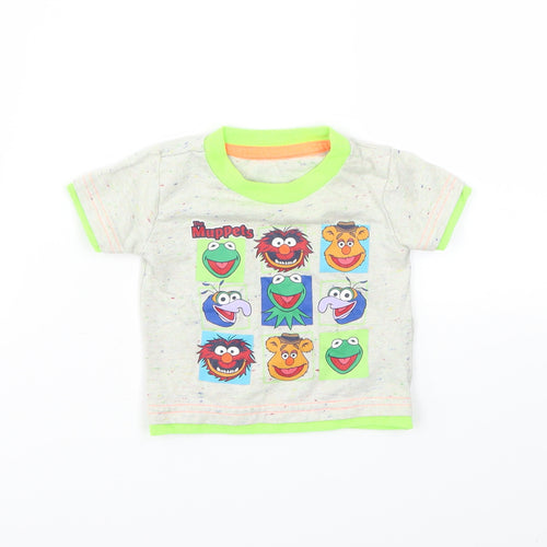 George Boys Ivory Animal Print  Basic Polo Size 3-6 Months