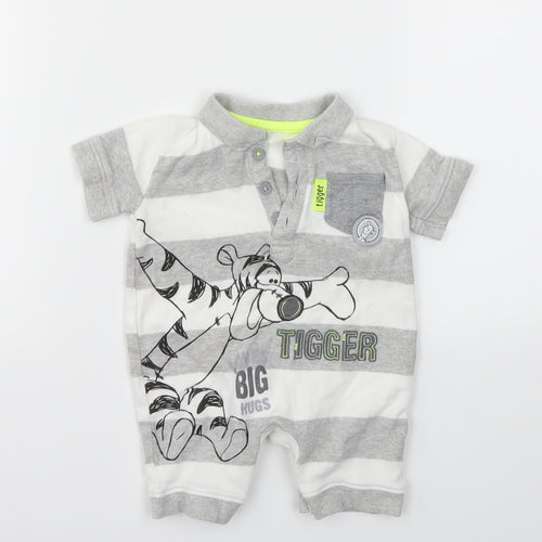 George Boys Grey Striped  Catsuit One-Piece Size 3-6 Months