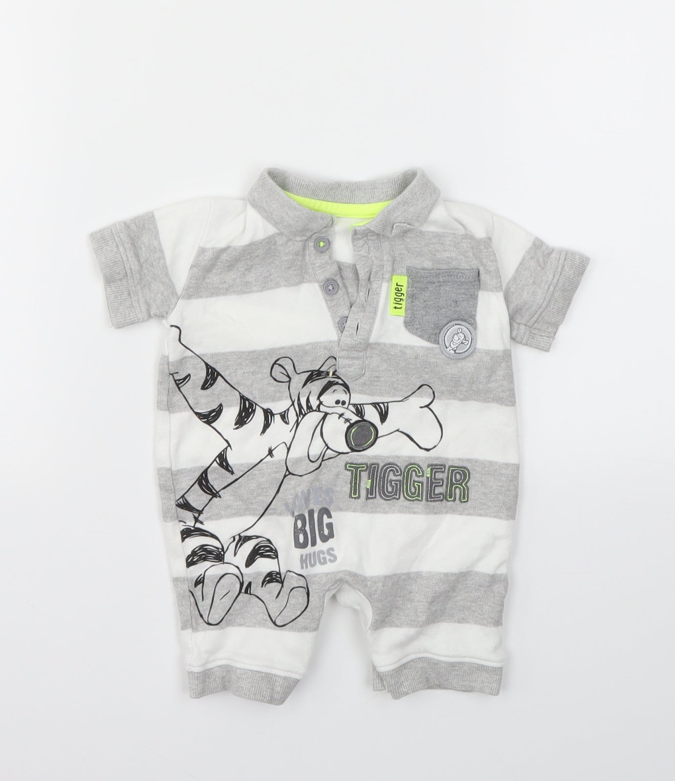 George Boys Grey Striped  Catsuit One-Piece Size 3-6 Months