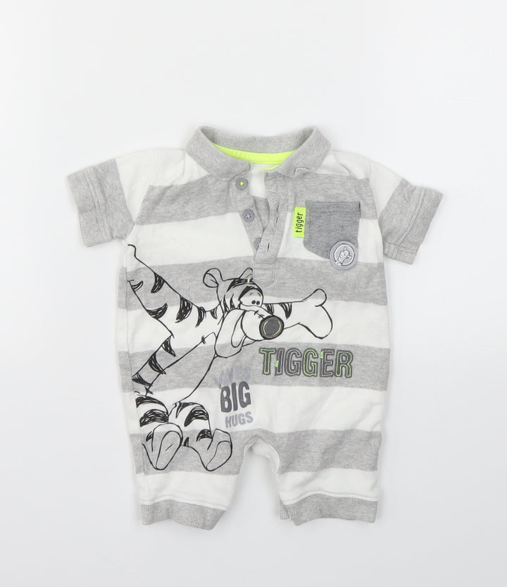 George Boys Grey Striped Catsuit One-Piece Size 3-6 Months