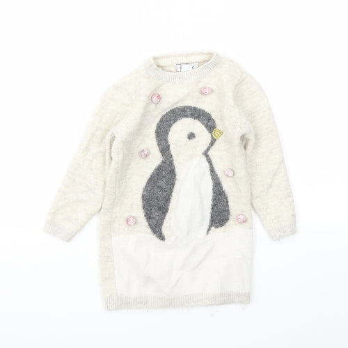 Primark Girls Beige Animal Print  Pullover Hoodie Size 3-4 Years