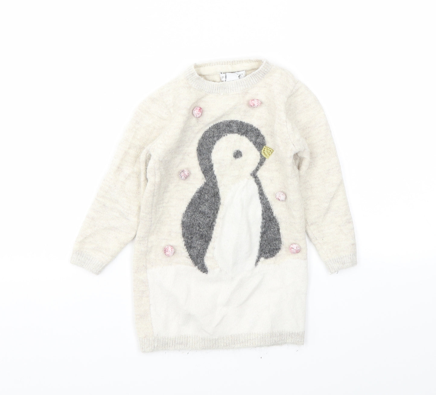 Primark Girls Beige Animal Print  Pullover Hoodie Size 3-4 Years