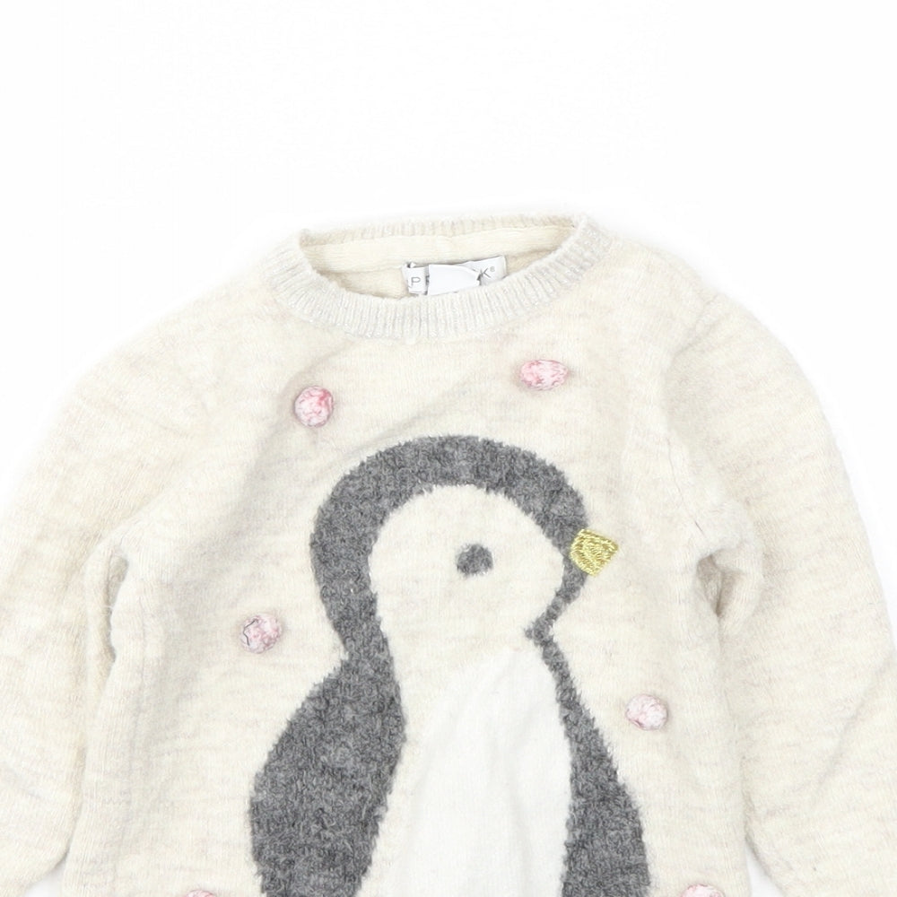 Primark Girls Beige Animal Print  Pullover Hoodie Size 3-4 Years