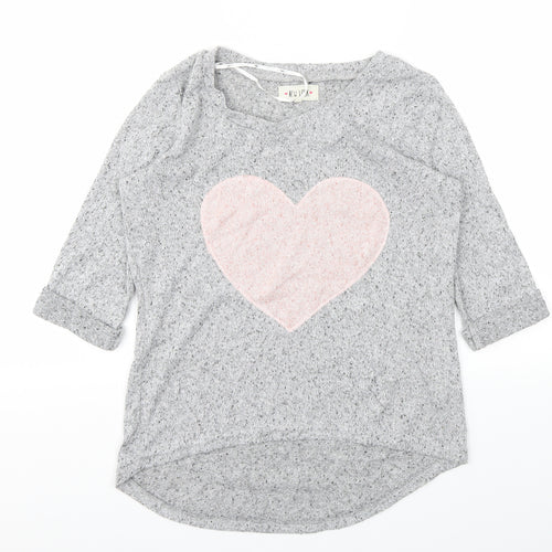 New Look Womens Grey Geometric  Basic T-Shirt Size 8