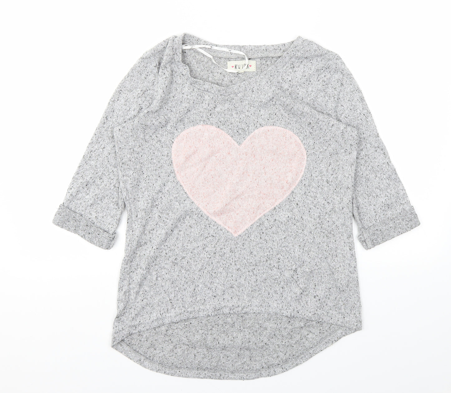 New Look Womens Grey Geometric  Basic T-Shirt Size 8