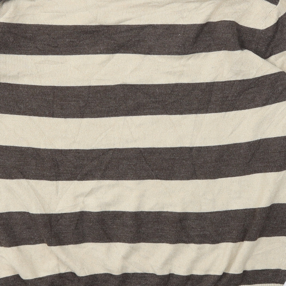 George Mens Beige Striped  Pullover Sweatshirt Size M