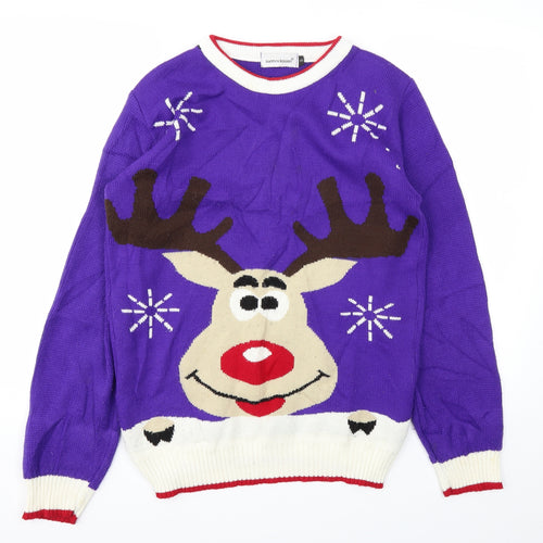 BONNOCKBURN Mens Purple Animal Print  Pullover Sweatshirt Size S