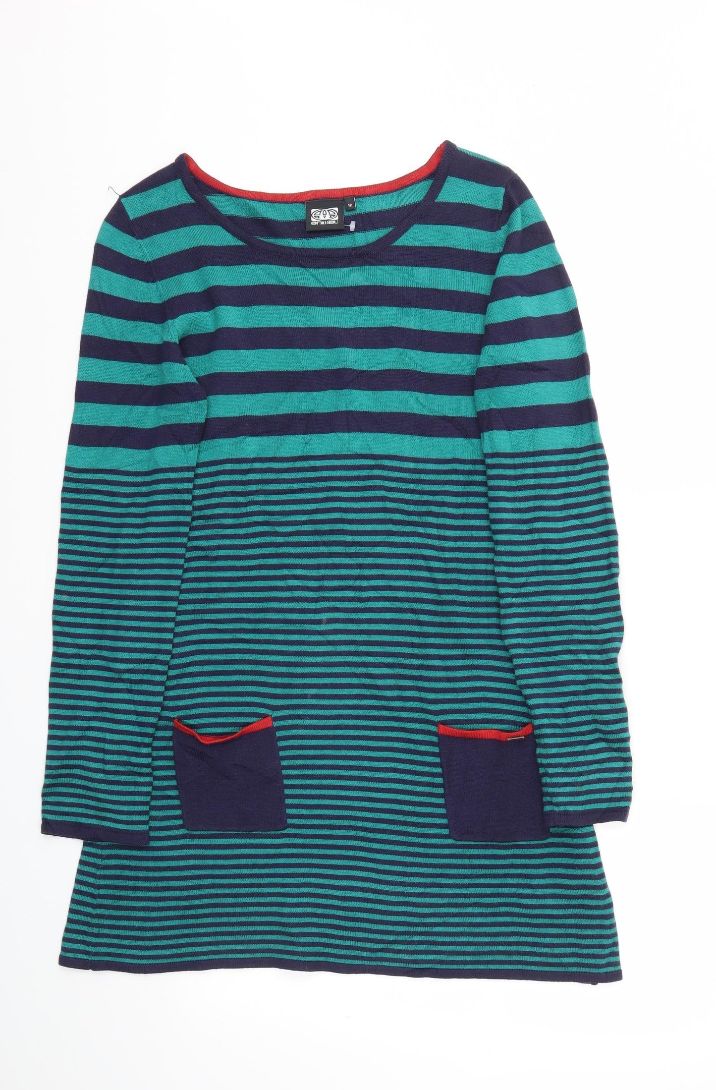 Animal Womens Green Striped  Jumper Dress  Size 12