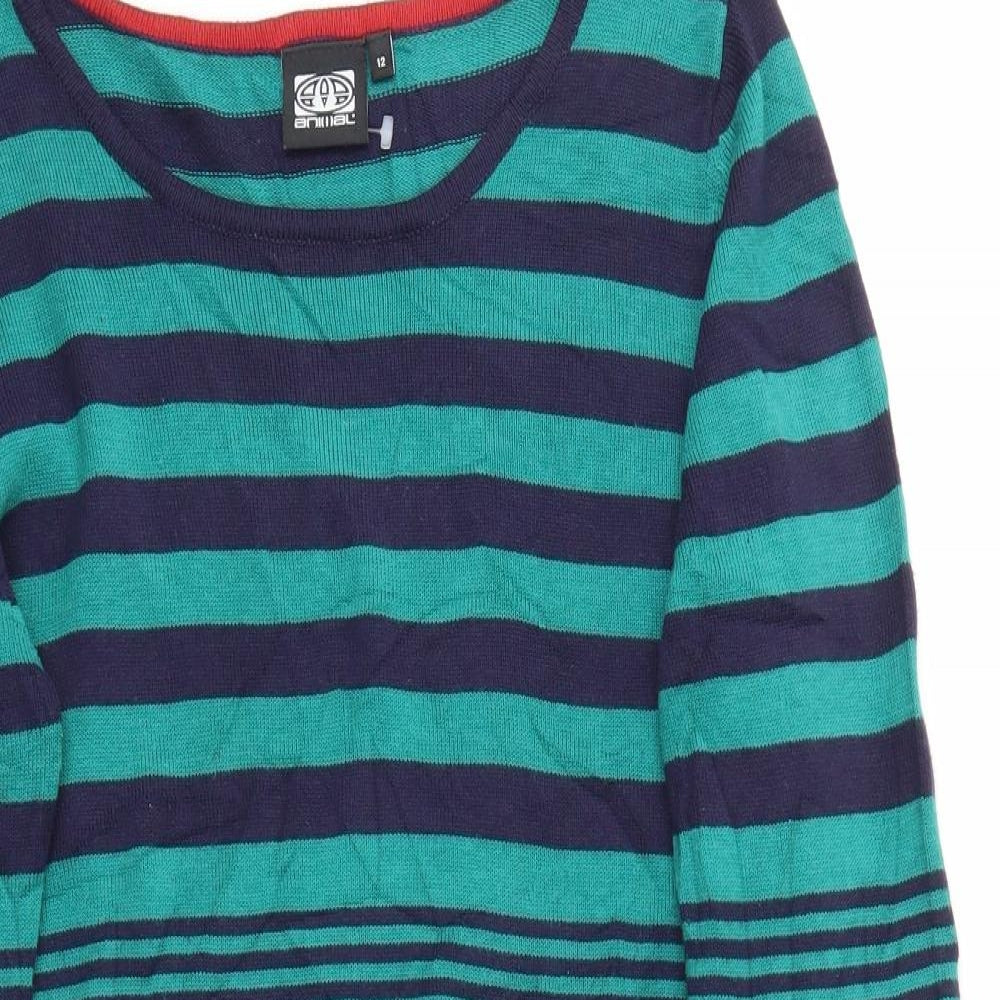 Animal Womens Green Striped  Jumper Dress  Size 12