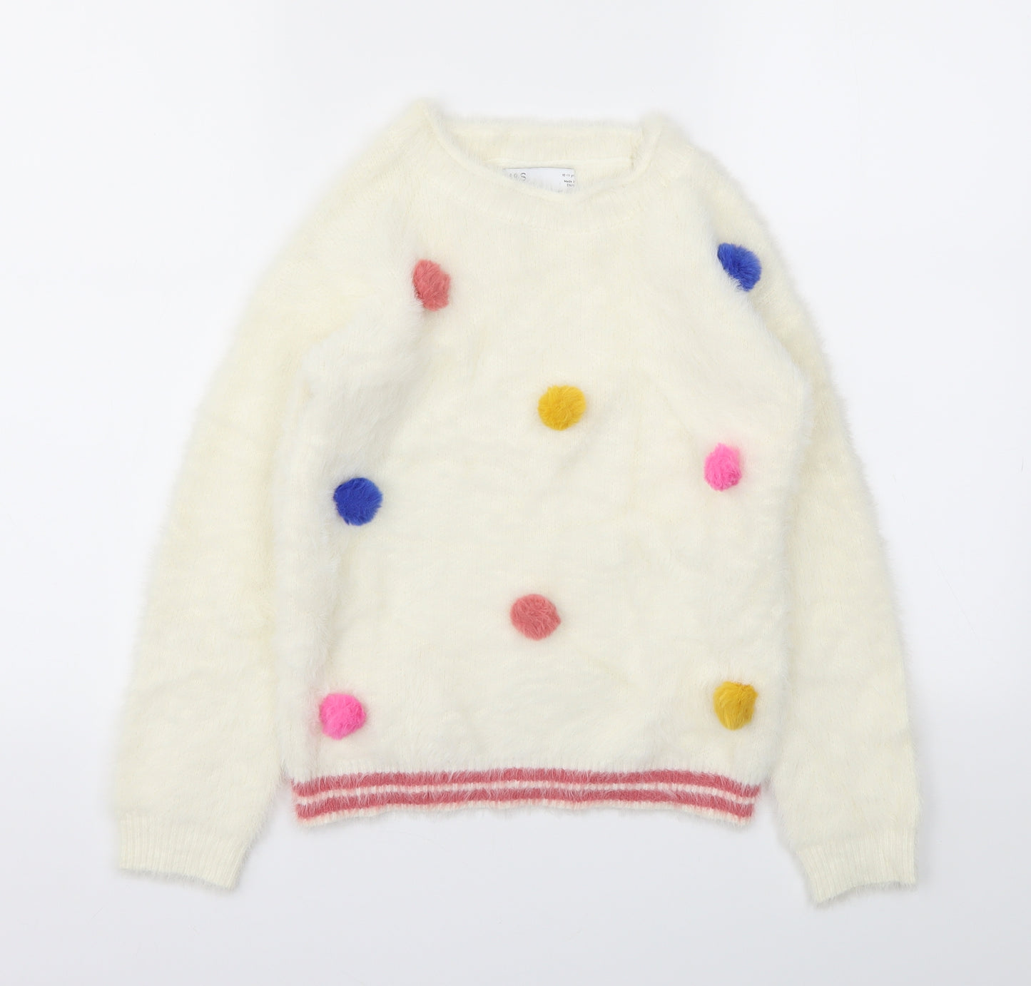 M&S Girls Ivory Polka Dot  Pullover Sweatshirt Size 10-11 Years