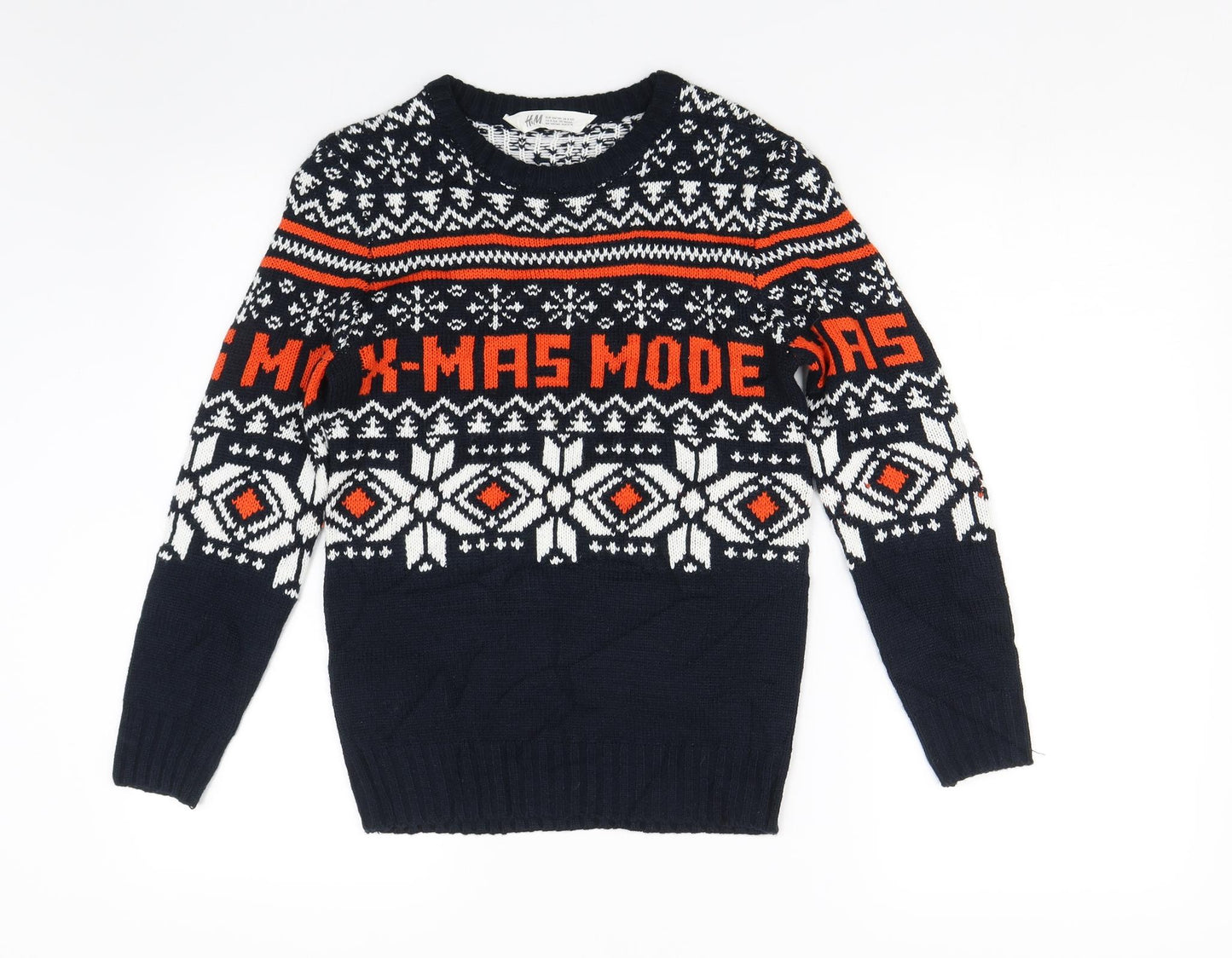 H&M Boys Black Argyle/Diamond Knit Pullover Jumper Size 8-9 Years  - Christmas