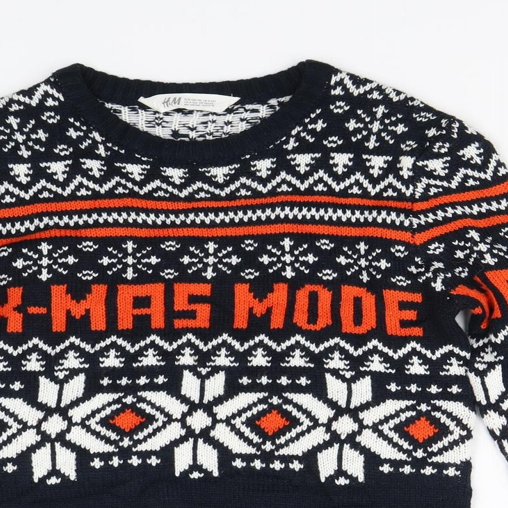 H&M Boys Black Argyle/Diamond Knit Pullover Jumper Size 8-9 Years  - Christmas
