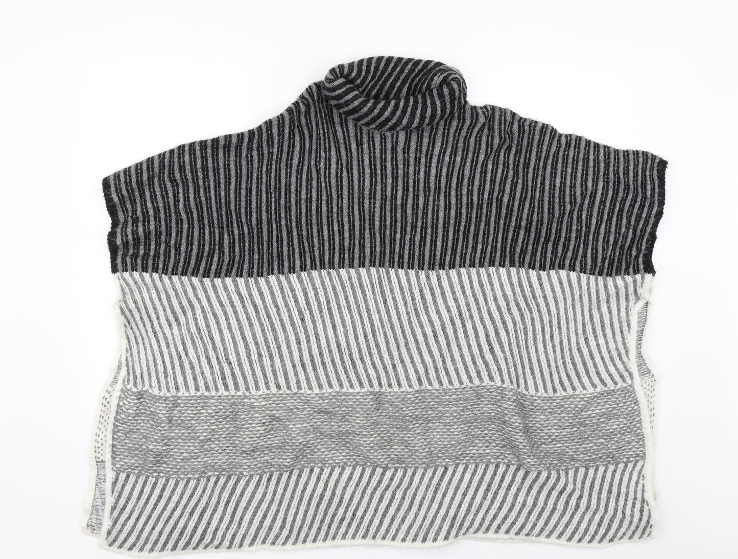 Matalan Womens Green Striped Knit Pullover Jumper Size M  - Poncho Jumper