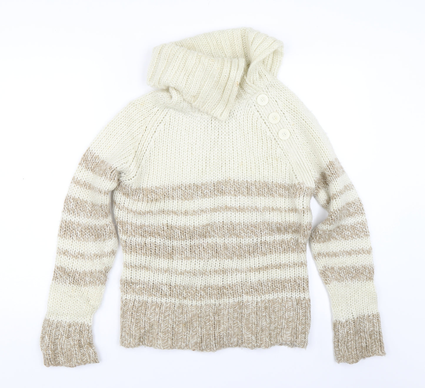 George Womens Beige Striped Knit Pullover Jumper Size 12