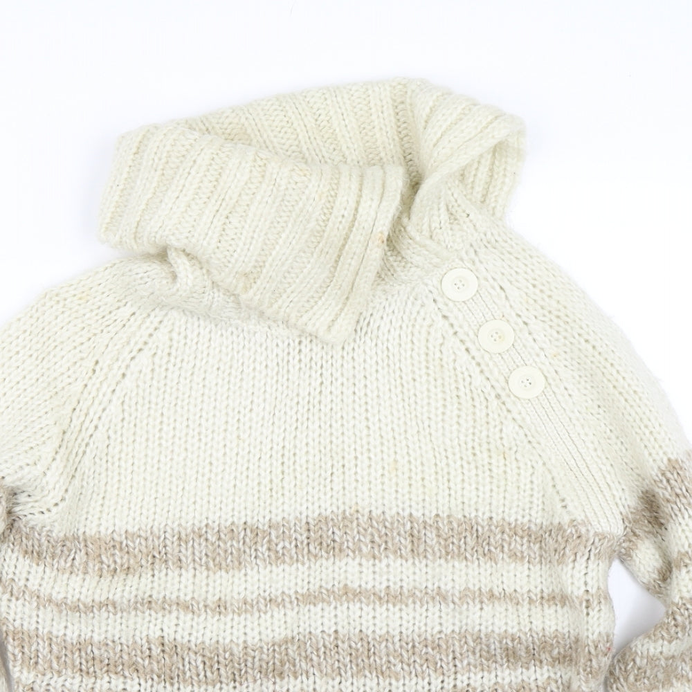 George Womens Beige Striped Knit Pullover Jumper Size 12