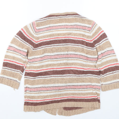 C.M.D Womens Brown Striped Knit Cardigan Jumper Size M
