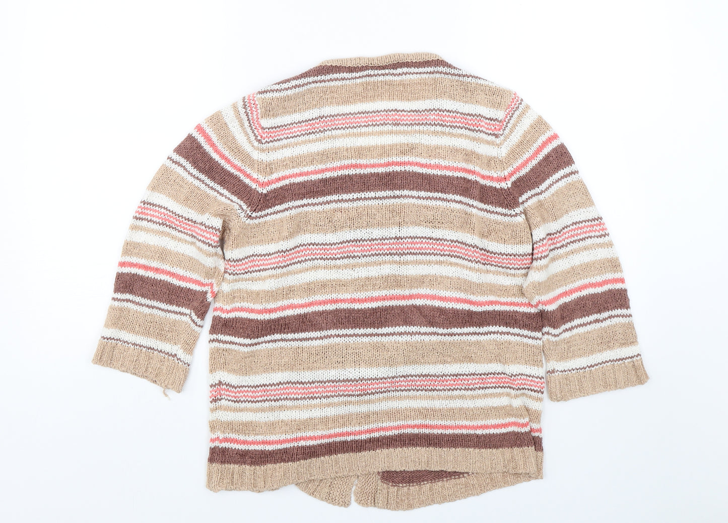 C.M.D Womens Brown Striped Knit Cardigan Jumper Size M