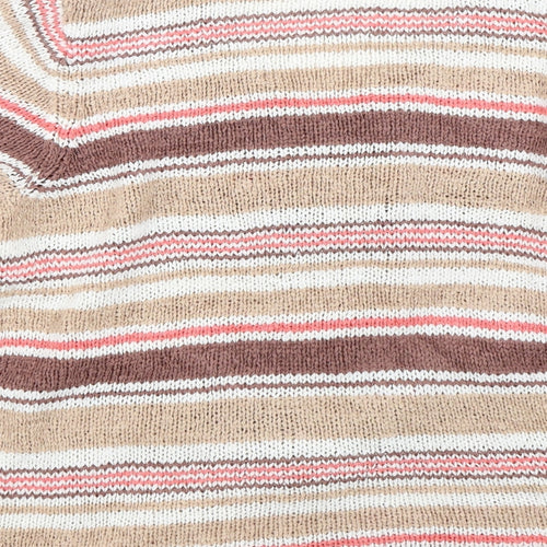C.M.D Womens Brown Striped Knit Cardigan Jumper Size M