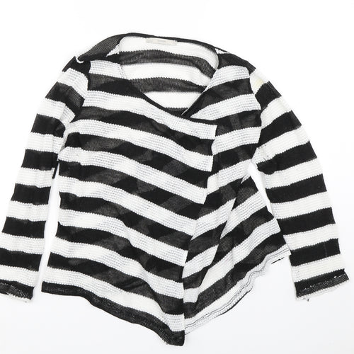 George Womens Black Striped Knit Cardigan Jumper Size 12