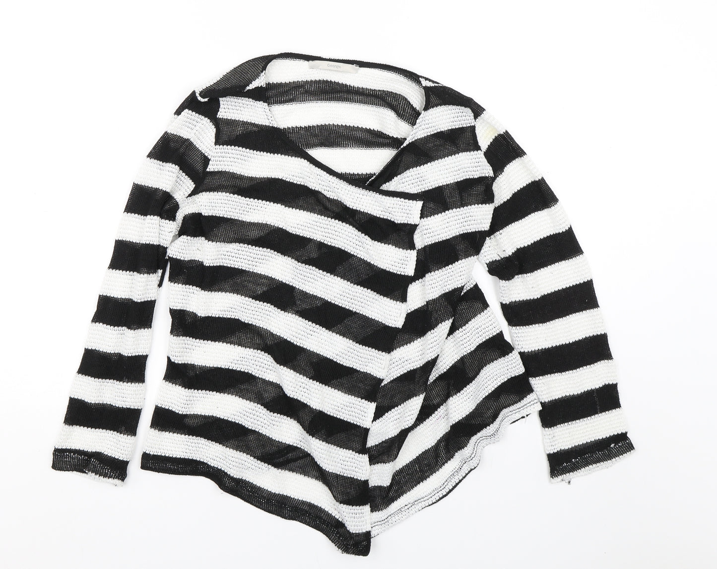 George Womens Black Striped Knit Cardigan Jumper Size 12