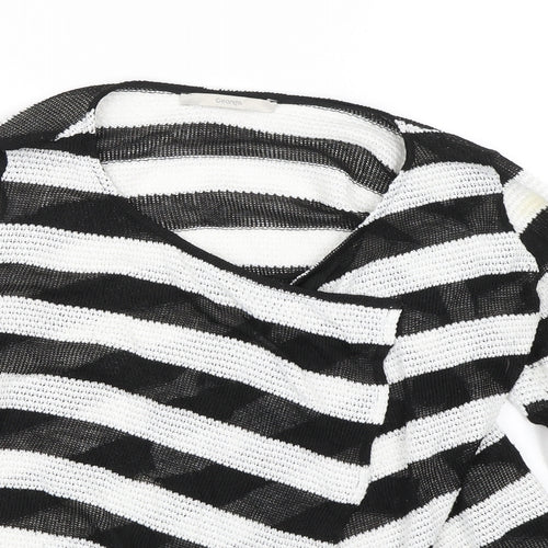 George Womens Black Striped Knit Cardigan Jumper Size 12