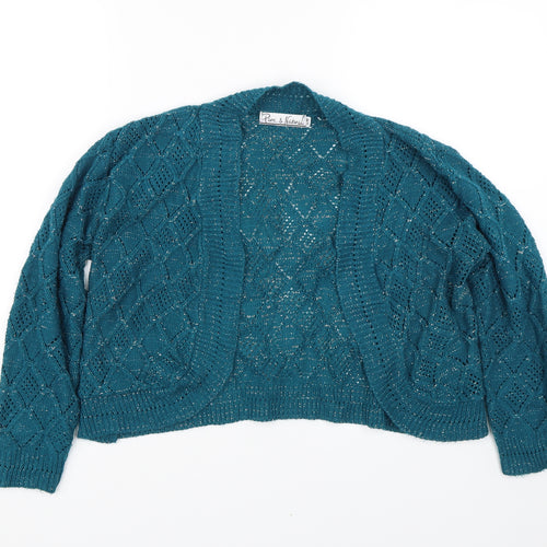 Pure & Natural Womens Blue  Knit Cape Jumper Size S
