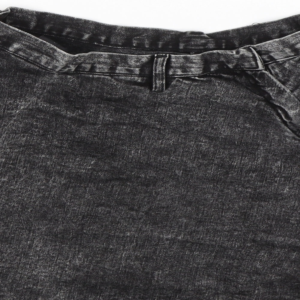H&M Womens Black  Denim Skater Skirt Size S