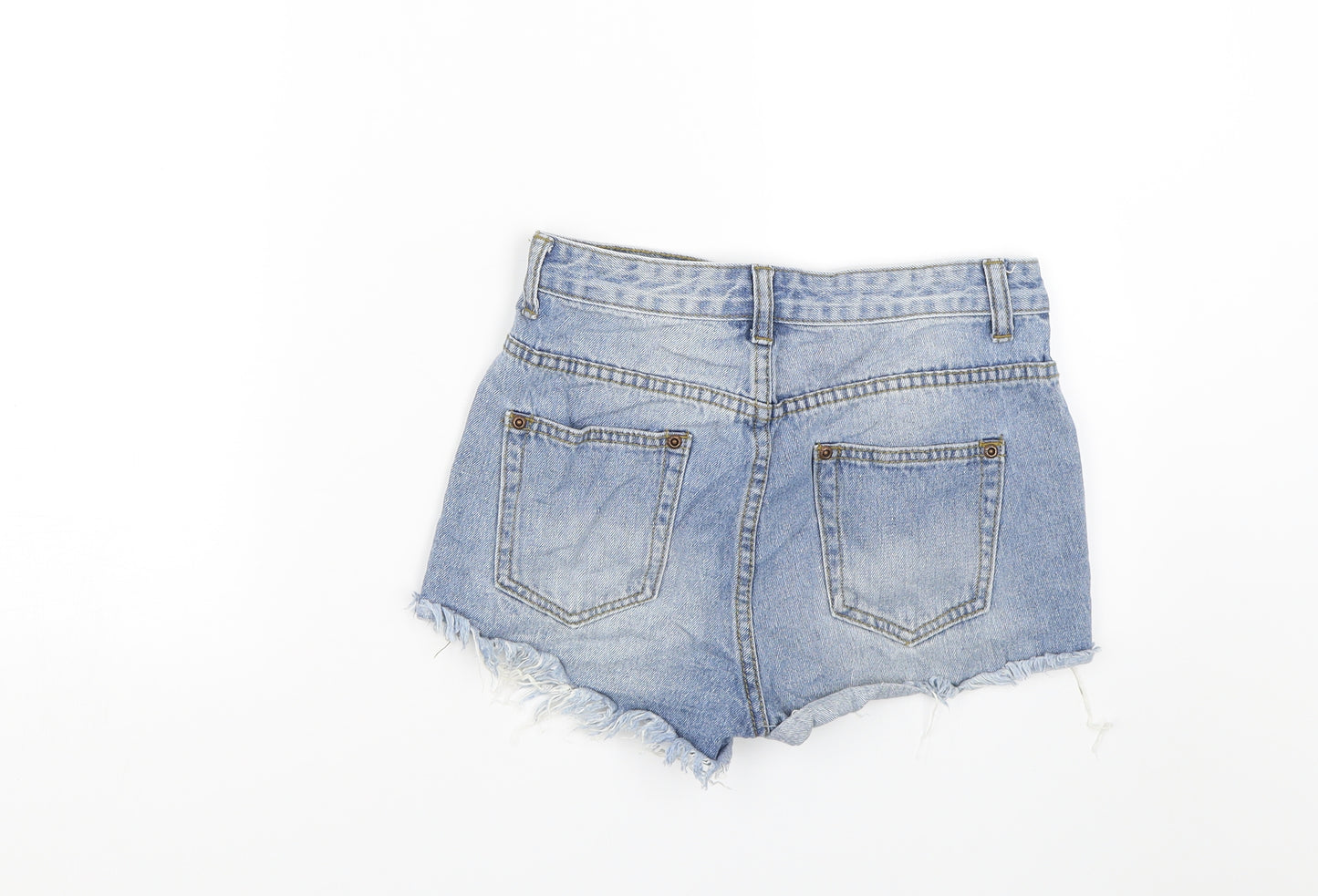 Boohoo Womens Blue  Denim Mom Shorts Size 6 - Distressed