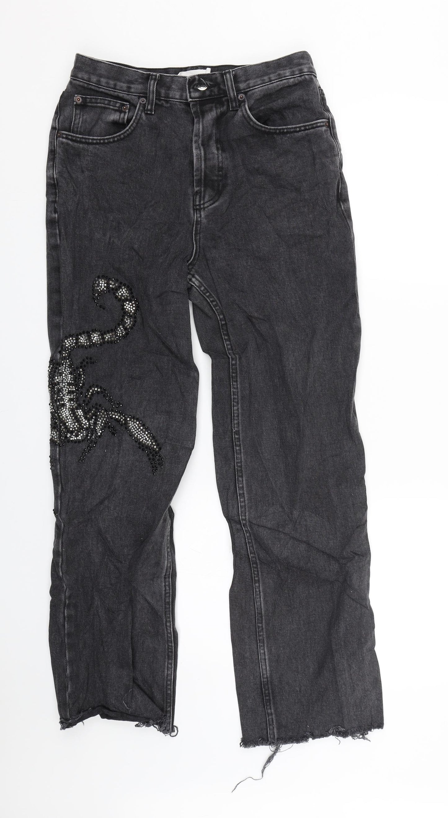 Topshop Womens Black  Denim Mom Jeans Size 28 in L27 in - Scorpian