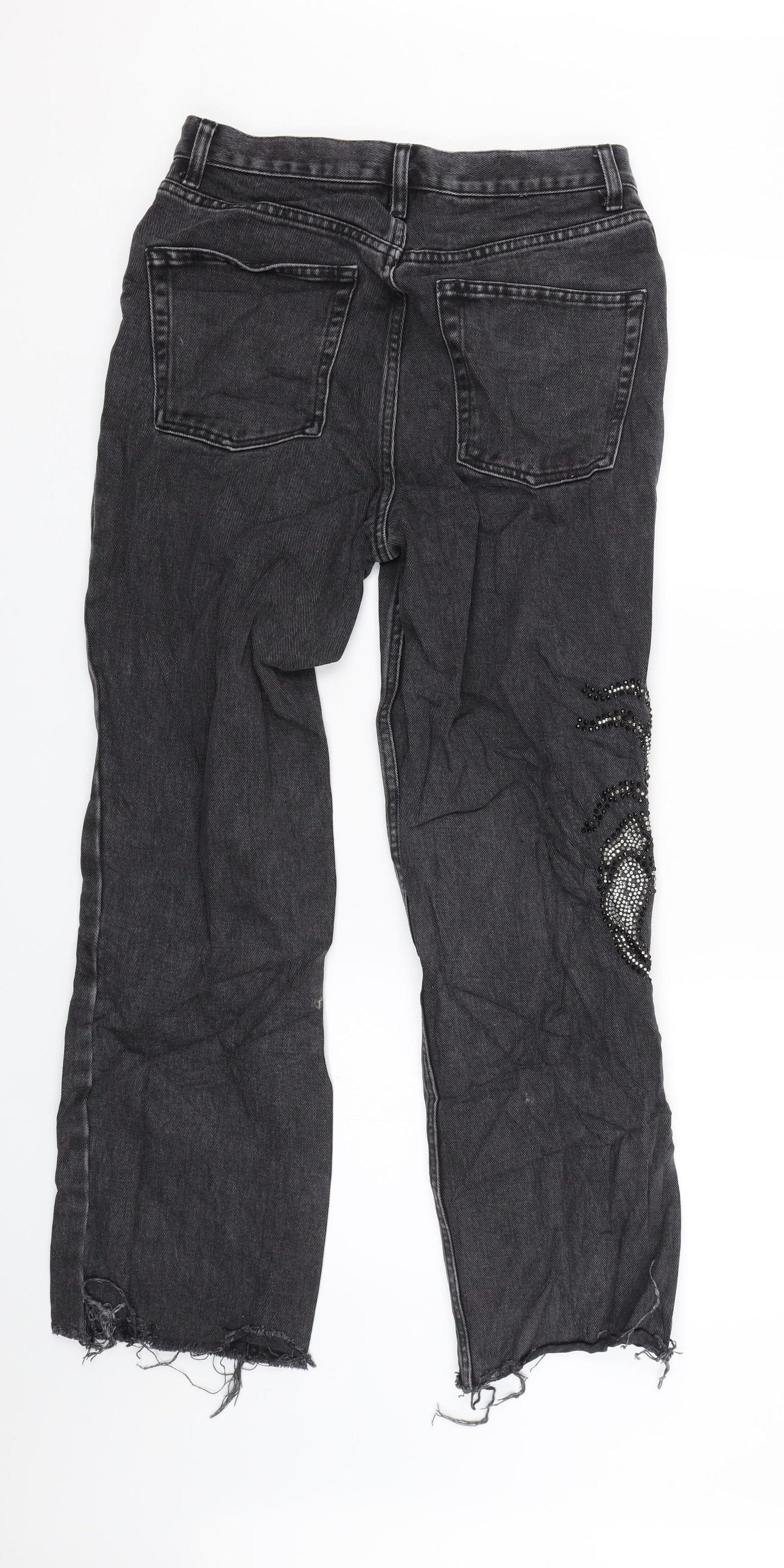 Topshop Womens Black  Denim Mom Jeans Size 28 in L27 in - Scorpian