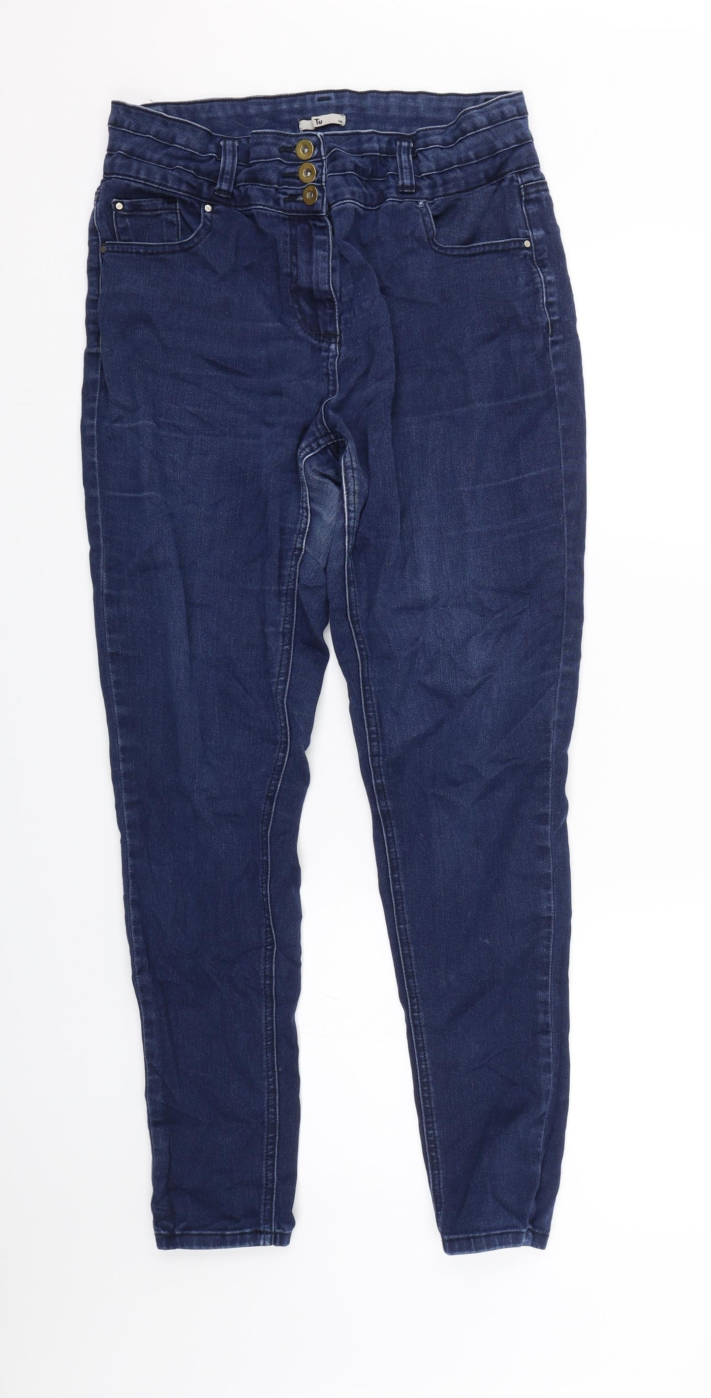TU Womens Blue  Denim Skinny Jeans Size 14 L27 in