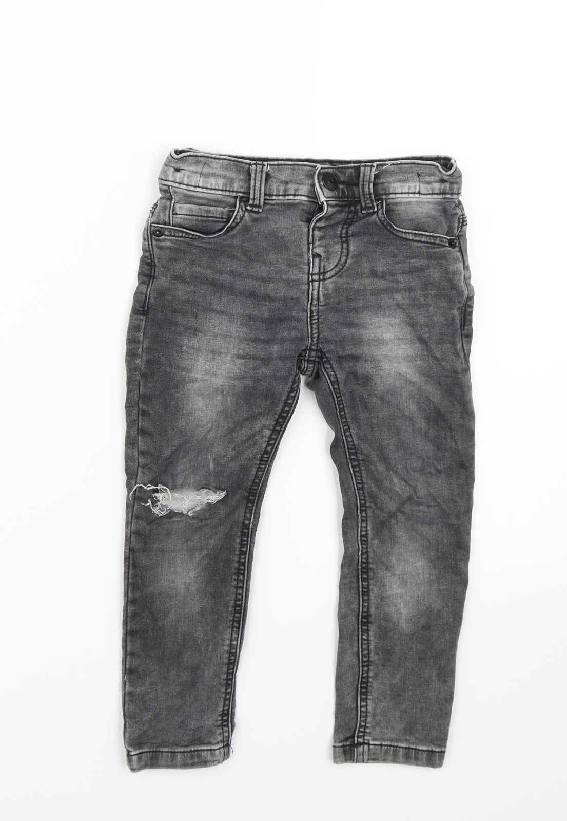 F&F Boys Grey  Denim Skinny Jeans Size 2-3 Years - distressed