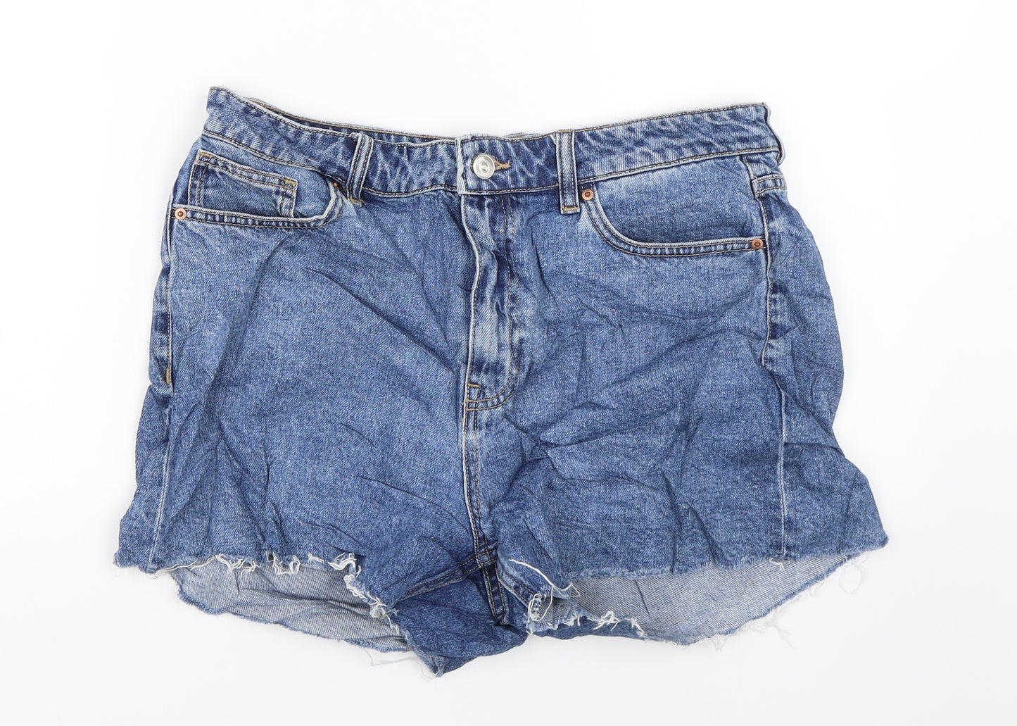 H&M Womens Blue  Denim Mom Shorts Size 14