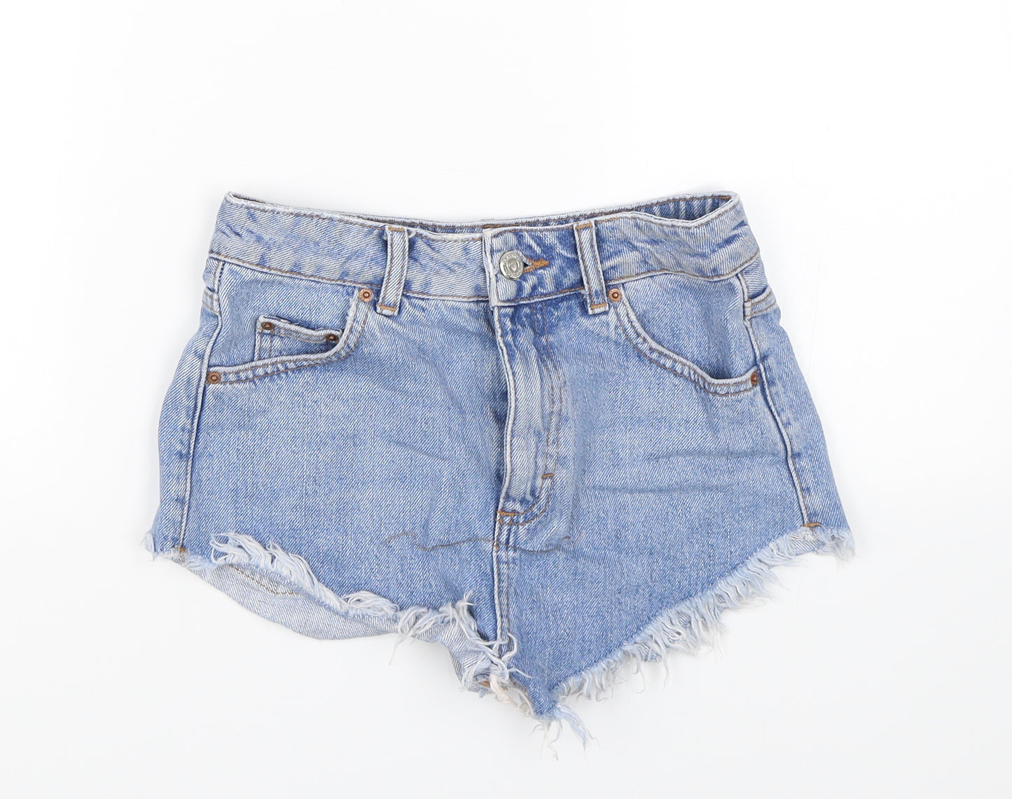 Topshop Womens Blue  Denim Mom Shorts Size 6 - Distressed