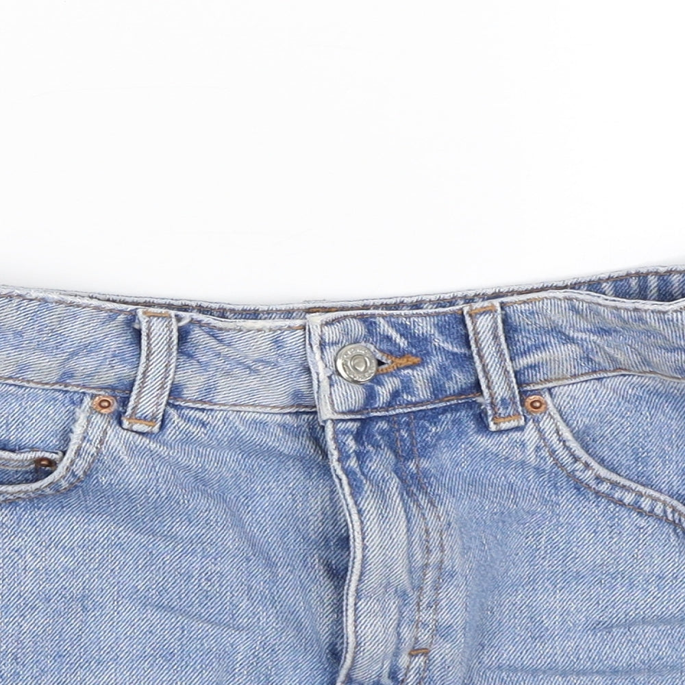 Topshop Womens Blue  Denim Mom Shorts Size 6 - Distressed