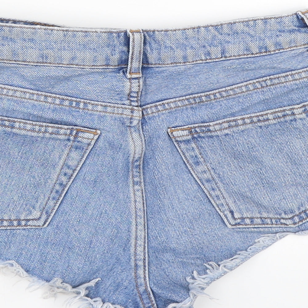 Topshop Womens Blue  Denim Mom Shorts Size 6 - Distressed